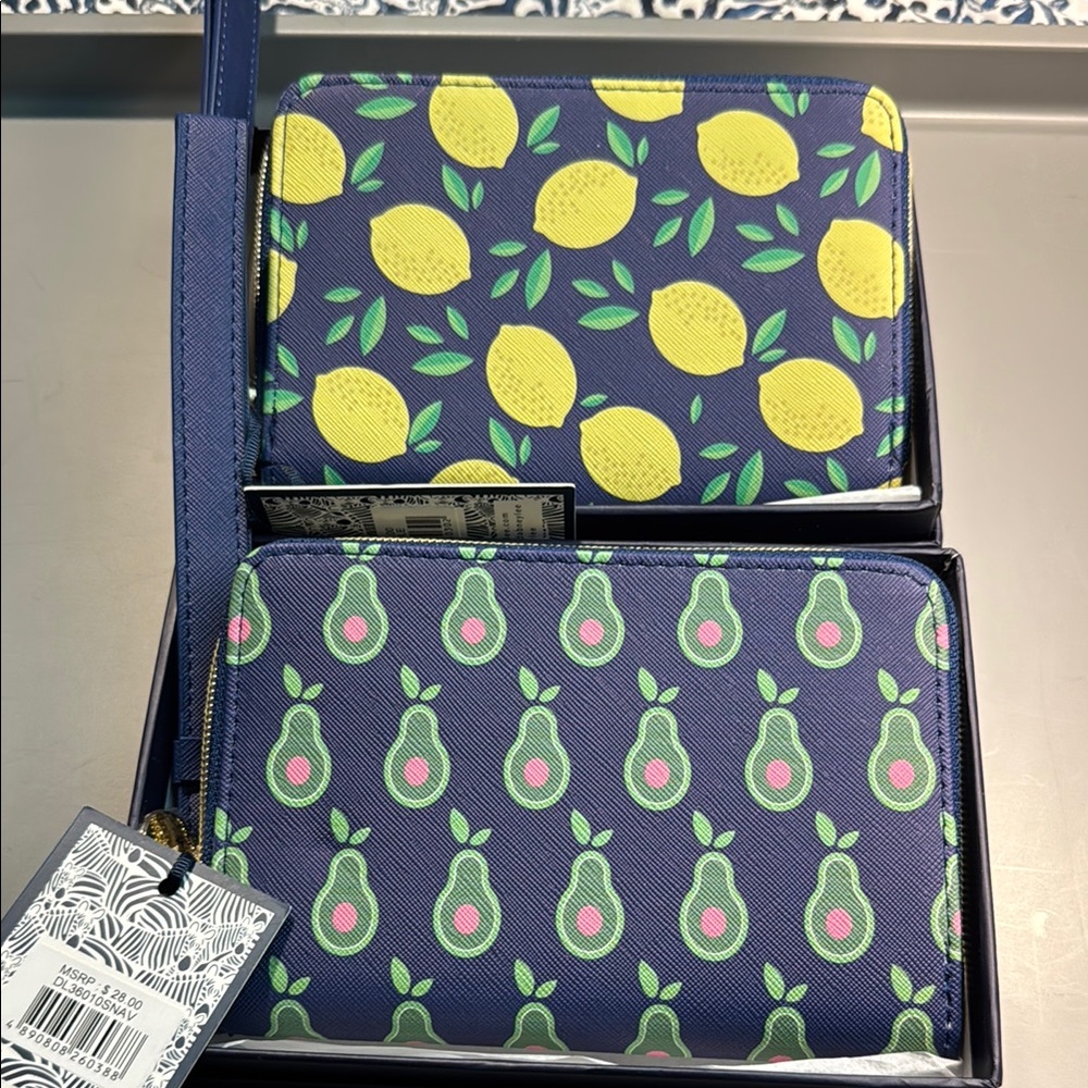 NWT! TWO Dabney Lee Wristlet | Clutch Sets with Lemons and Avocado Patterns